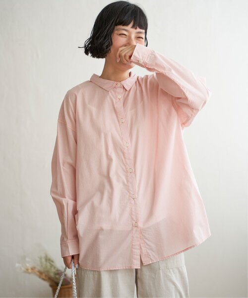 LBC（エルビーシー）の「ふんわり70コットン2WAYシャツ（シャツ/ブラウス・レディース・ホワイト/イエロー/オレンジ/ブルー/ピンク/セージグリーン・M）」の17枚目の写真