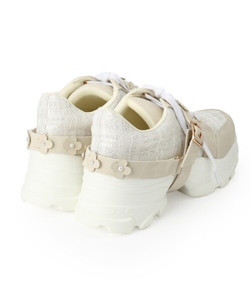 ESPERANZA（エスペランサ）の「ツイード風フラワーベルト厚底スニーカー（スニーカー・レディース・グレー系4/アイボリー系8/ブルー系8/グリーン系5・LL/S/M/L）」の14枚目の写真