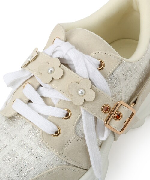ESPERANZA（エスペランサ）の「ツイード風フラワーベルト厚底スニーカー（スニーカー・レディース・グレー系4/アイボリー系8/ブルー系8/グリーン系5・LL/S/M/L）」の17枚目の写真