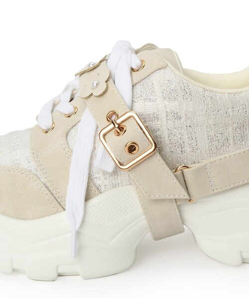 ESPERANZA（エスペランサ）の「ツイード風フラワーベルト厚底スニーカー（スニーカー・レディース・グレー系4/アイボリー系8/ブルー系8/グリーン系5・LL/S/M/L）」の18枚目の写真