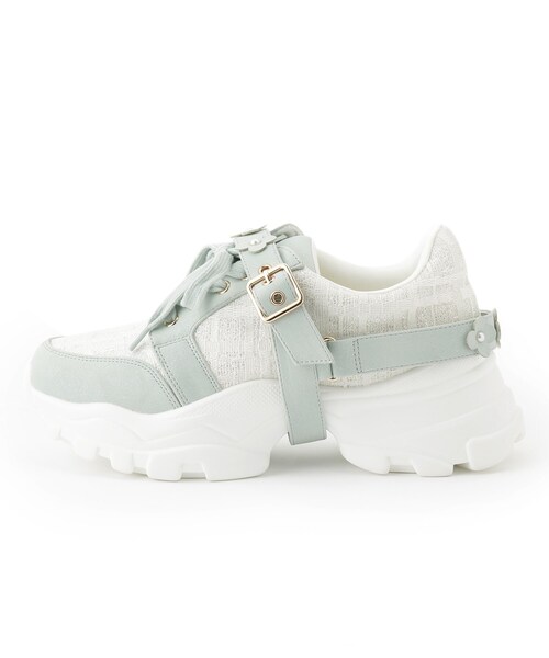 ESPERANZA（エスペランサ）の「ツイード風フラワーベルト厚底スニーカー（スニーカー・レディース・グレー系4/アイボリー系8/ブルー系8/グリーン系5・LL/S/M/L）」の22枚目の写真