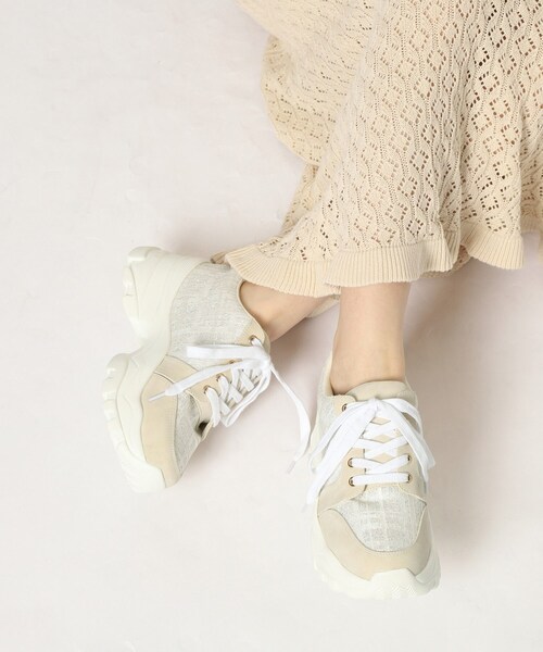 ESPERANZA（エスペランサ）の「ツイード風フラワーベルト厚底スニーカー（スニーカー・レディース・グレー系4/アイボリー系8/ブルー系8/グリーン系5・LL/S/M/L）」の8枚目の写真