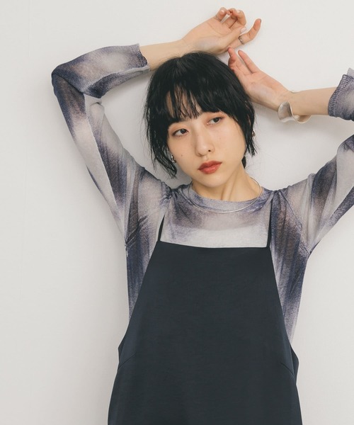 KBF(ケイビーエフ)の「シアーマーブルニット(ニット/セーター・レディース・オレンジ系その他/ピンク系その他/ブルー系その他・ONE)」の2枚目の写真