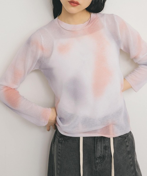 KBF(ケイビーエフ)の「シアーマーブルニット(ニット/セーター・レディース・オレンジ系その他/ピンク系その他/ブルー系その他・ONE)」の3枚目の写真