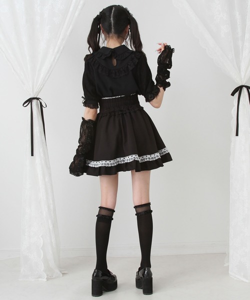 DearMyLove（ディアマイラブ）の「キラキラビジューパールハートリボンレースアームカバーブラウス（シャツ/ブラウス・レディース・ホワイト/ブラック/ベビーピンク・MEDIUM/LARGE/LL/3L）」の10枚目の写真