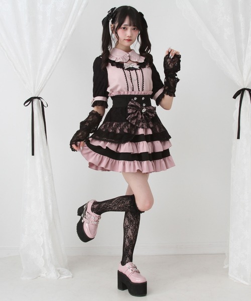 DearMyLove（ディアマイラブ）の「キラキラビジューパールハートリボンレースアームカバーブラウス（シャツ/ブラウス・レディース・ホワイト/ブラック/ベビーピンク・MEDIUM/LARGE/LL/3L）」の13枚目の写真