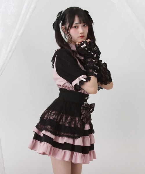 DearMyLove（ディアマイラブ）の「キラキラビジューパールハートリボンレースアームカバーブラウス（シャツ/ブラウス・レディース・ホワイト/ブラック/ベビーピンク・MEDIUM/LARGE/LL/3L）」の15枚目の写真