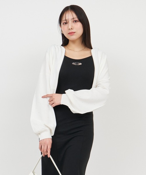 ROYAL PARTY（ロイヤルパーティー）の「プチビジューニットパーカー（パーカー・レディース・ブラック/グレー/オフホワイト/ピンク・FREE）」の19枚目の写真