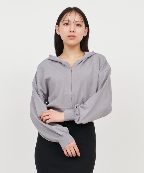royal party ビジューニットパーカー ROYAL PARTY パーカー ビジューニットパーカー レディース