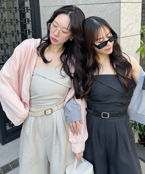 ROYAL PARTY（ロイヤルパーティー）の「プチビジューニットパーカー（パーカー・レディース・ブラック/グレー/オフホワイト/ピンク・FREE）」の5枚目の写真