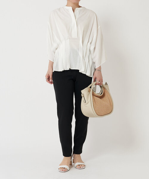 LIVETART（リヴェタート）の「ウエストタックブラウス（シャツ/ブラウス・レディース・ブラック/ホワイト・FREE）」の6枚目の写真