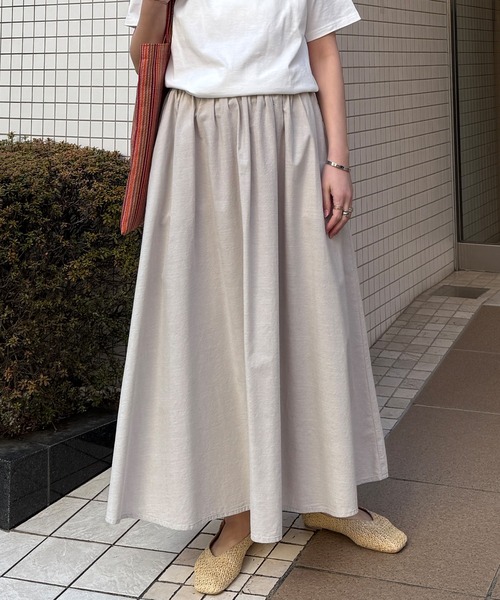 LBC（エルビーシー）の「コットンシャンブレーギャザースカート（スカート・レディース・ブラック/ベージュ/ネイビー・M）」の4枚目の写真