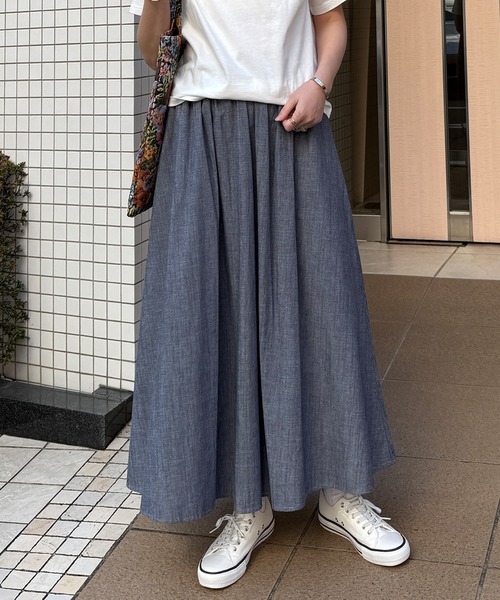 LBC（エルビーシー）の「コットンシャンブレーギャザースカート（スカート・レディース・ブラック/ベージュ/ネイビー・M）」の7枚目の写真