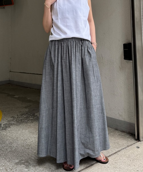LBC（エルビーシー）の「コットンシャンブレーギャザースカート（スカート・レディース・ブラック/ベージュ/ネイビー・M）」の12枚目の写真