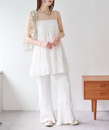 w closet | 【パンツ２サイズ展開】しぼキャミフレアパンツSET(その他パンツ)