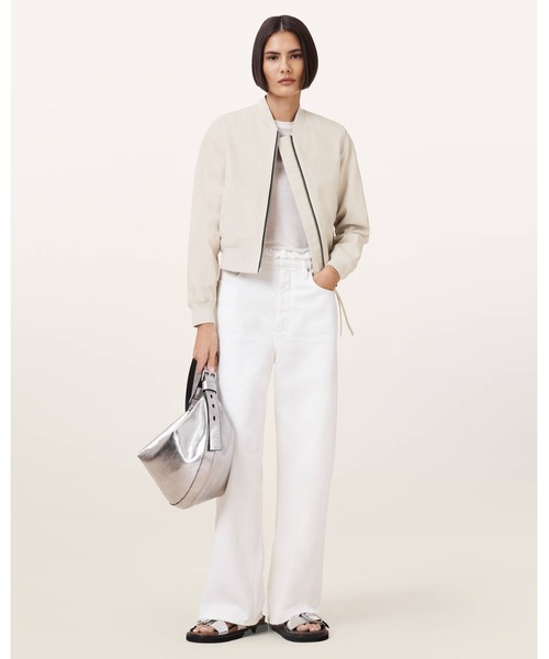 ALLSAINTS（オールセインツ）の「ORTEN LEATHER BOMBER JACKET | ORTEN レザー ボンバー ジャケット（MA-1・レディース・ホワイト系その他・8/6/10）」の2枚目の写真