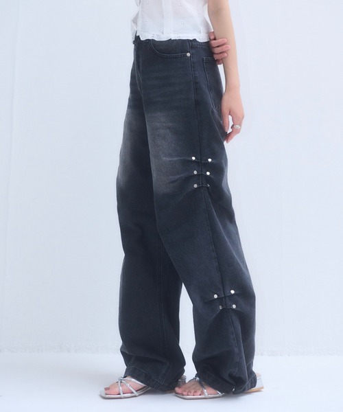 【新品】mellowneon リベットギャザーデニムパンツ リベットギャザーデニムパンツ｜MELLOWNEON (メロウネオン) 公式