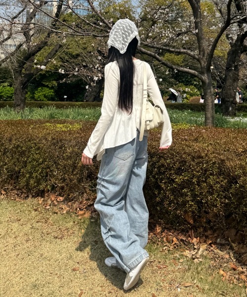 mellowneon(メロウネオン)の「リベットギャザーデニムパンツ(デニムパンツ・レディース・インディゴブルー/ブラック/ライトブルー・FREE)」の18枚目の写真