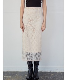 etre loin（エトルワン）の「Ribbon embroidered lace tight skirt（スカート）」