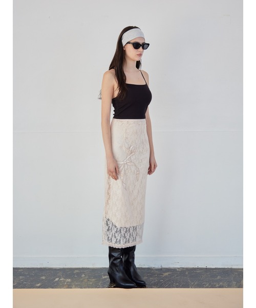 etre loin(エトルワン)の「Ribbon embroidered lace tight skirt(スカート・レディース・ブラック/ピンク/ホワイト・M)」の22枚目の写真