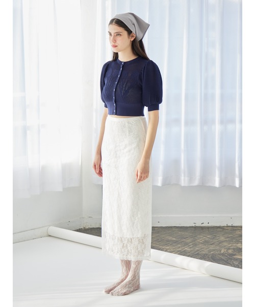etre loin(エトルワン)の「Ribbon embroidered lace tight skirt(スカート・レディース・ブラック/ピンク/ホワイト・M)」の7枚目の写真