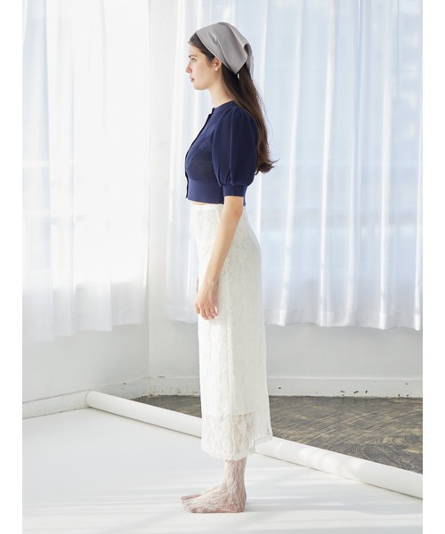 etre loin(エトルワン)の「Ribbon embroidered lace tight skirt(スカート・レディース・ブラック/ピンク/ホワイト・M)」の8枚目の写真
