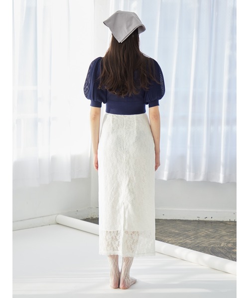 etre loin(エトルワン)の「Ribbon embroidered lace tight skirt(スカート・レディース・ブラック/ピンク/ホワイト・M)」の9枚目の写真
