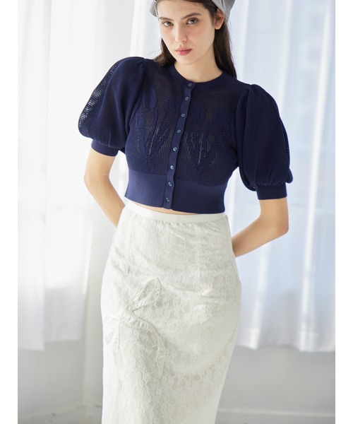 etre loin(エトルワン)の「Ribbon embroidered lace tight skirt(スカート・レディース・ブラック/ピンク/ホワイト・M)」の5枚目の写真