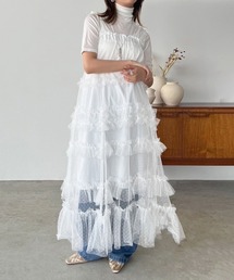 Jewelobe（ジュエローブ）の「ドットチュールフリルボリュームワンピース（ワンピース）」