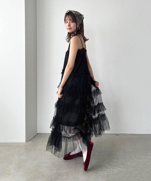 Jewelobe（ジュエローブ）の「ドットチュールフリルボリュームワンピース（ワンピース・レディース・ホワイト/ブラック・FREE）」の12枚目の写真