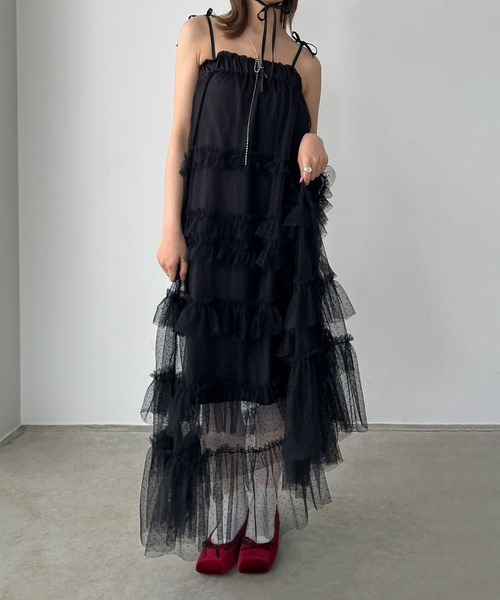 Jewelobe（ジュエローブ）の「ドットチュールフリルボリュームワンピース（ワンピース・レディース・ホワイト/ブラック・FREE）」の16枚目の写真