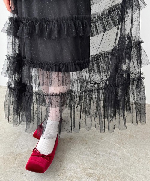 Jewelobe（ジュエローブ）の「ドットチュールフリルボリュームワンピース（ワンピース・レディース・ホワイト/ブラック・FREE）」の17枚目の写真