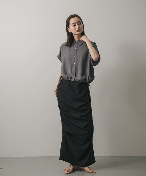 SENSE OF PLACE by URBAN RESEARCH（センスオブプレイスバイアーバンリサーチ）の「クロップドバルーンブラウス（シャツ/ブラウス・レディース・ブルー系その他/チャコールグレー/ベージュ/オフホワイト・ONE）」の7枚目の写真