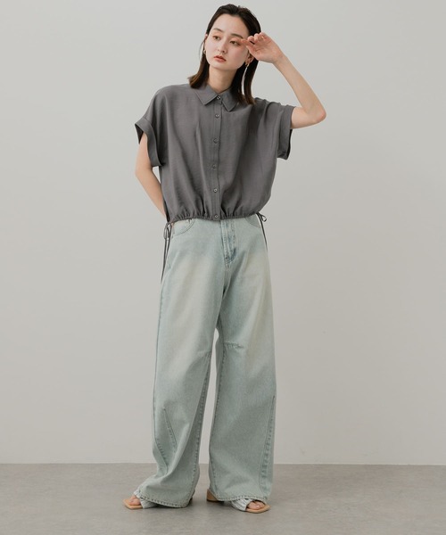 SENSE OF PLACE by URBAN RESEARCH（センスオブプレイスバイアーバンリサーチ）の「クロップドバルーンブラウス（シャツ/ブラウス・レディース・ブルー系その他/チャコールグレー/ベージュ/オフホワイト・ONE）」の8枚目の写真