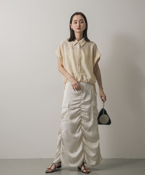 SENSE OF PLACE by URBAN RESEARCH（センスオブプレイスバイアーバンリサーチ）の「クロップドバルーンブラウス（シャツ/ブラウス・レディース・ブルー系その他/チャコールグレー/ベージュ/オフホワイト・ONE）」の12枚目の写真