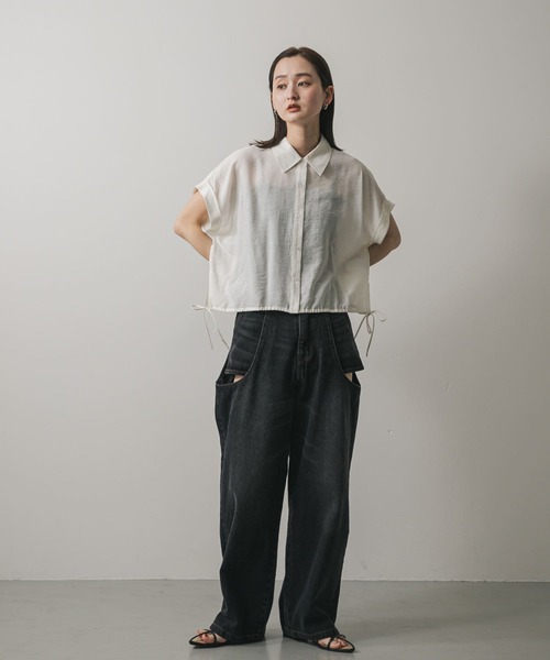 SENSE OF PLACE by URBAN RESEARCH（センスオブプレイスバイアーバンリサーチ）の「クロップドバルーンブラウス（シャツ/ブラウス・レディース・ブルー系その他/チャコールグレー/ベージュ/オフホワイト・ONE）」の16枚目の写真
