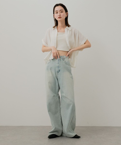 SENSE OF PLACE by URBAN RESEARCH（センスオブプレイスバイアーバンリサーチ）の「クロップドバルーンブラウス（シャツ/ブラウス・レディース・ブルー系その他/チャコールグレー/ベージュ/オフホワイト・ONE）」の17枚目の写真