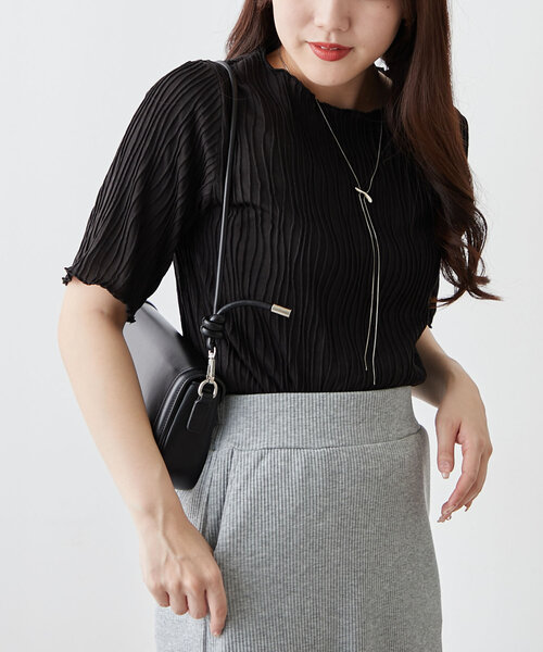 Remind me and forever（リマインドミーアンドフォーエバー）の「【選べるデザイン】ウェーブジャガードプルオーバー（Tシャツ/カットソー・レディース・アイボリー/ブラック系その他/ブラック/ホワイト系その他・FREE）」の4枚目の写真