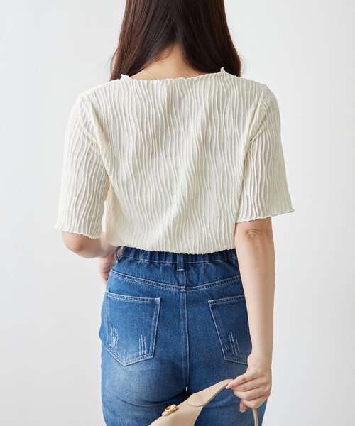 Remind me and forever（リマインドミーアンドフォーエバー）の「【選べるデザイン】ウェーブジャガードプルオーバー（Tシャツ/カットソー・レディース・アイボリー/ブラック系その他/ブラック/ホワイト系その他・FREE）」の17枚目の写真