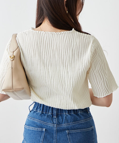 Remind me and forever（リマインドミーアンドフォーエバー）の「【選べるデザイン】ウェーブジャガードプルオーバー（Tシャツ/カットソー・レディース・アイボリー/ブラック系その他/ブラック/ホワイト系その他・FREE）」の18枚目の写真