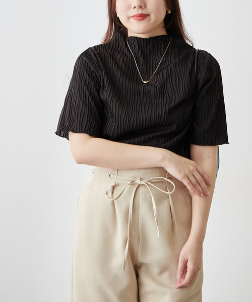 Remind me and forever（リマインドミーアンドフォーエバー）の「【選べるデザイン】ウェーブジャガードプルオーバー（Tシャツ/カットソー・レディース・アイボリー/ブラック系その他/ブラック/ホワイト系その他・FREE）」の7枚目の写真