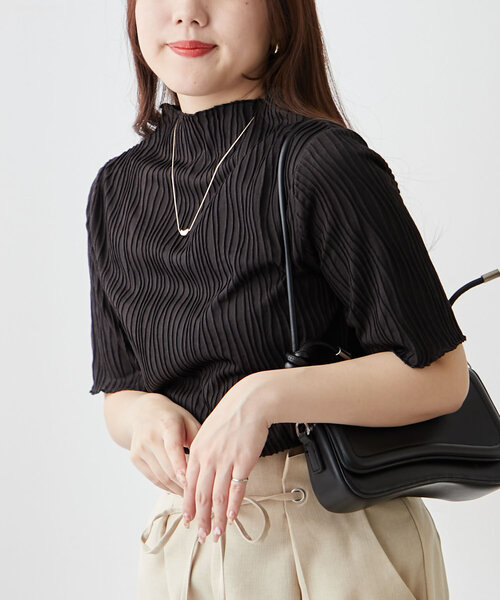 Remind me and forever（リマインドミーアンドフォーエバー）の「【選べるデザイン】ウェーブジャガードプルオーバー（Tシャツ/カットソー・レディース・アイボリー/ブラック系その他/ブラック/ホワイト系その他・FREE）」の9枚目の写真