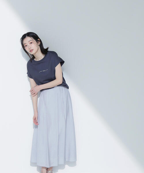 ö　リネン　ギンガム　ボリューム　フレアスカート Lajour スカート 日本製ボリュームフレアスカート : ZOZOTOWN