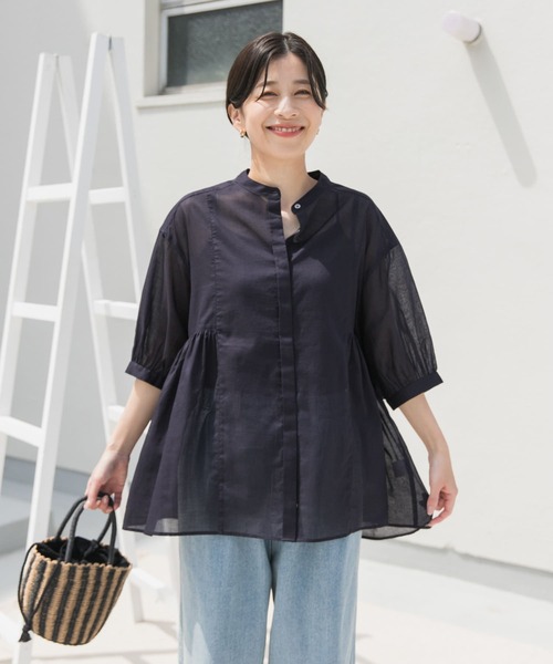 ARTS&SCIENCE 藍染め サイドギャザーブラウス アーツ&サイエンス