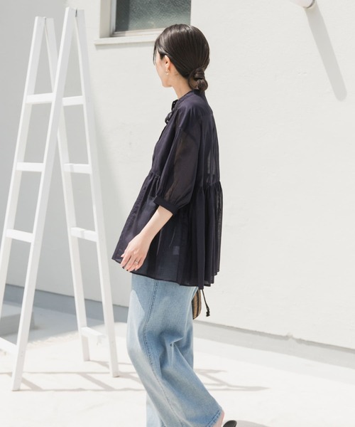ブラウス シャツ 「UR TECH」ボイルサイドギャザーブラウス レディース URBAN RESEARCH DOORS ブラウス シャツ 「UR TECH」ボイルサイド
