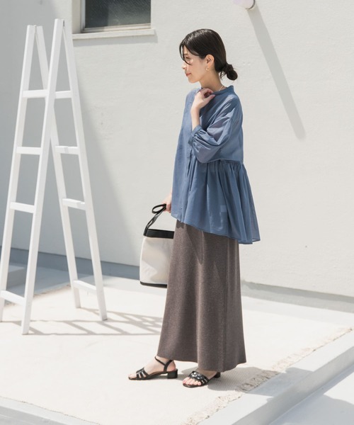 URBAN RESEARCH DOORS（アーバンリサーチドアーズ）の「『UR TECH』ボイルサイドギャザーブラウス（シャツ/ブラウス・レディース・ネイビー/ブルー/ピンク系その他/グレー系その他・MEDIUM）」の21枚目の写真