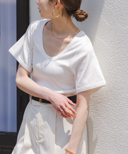 tシャツ BY MALENE BIRGER/バイマレーネビルガー リブUネックTEE レディース BY MALENE BIRGER/バイマレーネビルガー リブUネックTEE（T