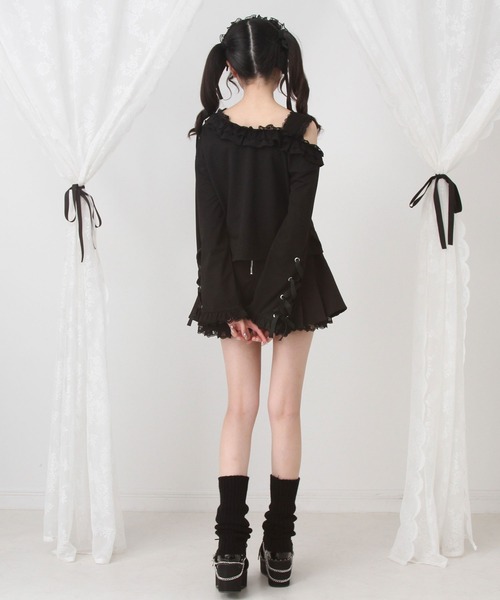 DearMyLove(ディアマイラブ)の「ワンショルダーハートレースフリルTシャツ(Tシャツ/カットソー・レディース・パープル/ブラック×ホワイト/レッド/ブラック・MEDIUM/LARGE/LL/3L)」の6枚目の写真