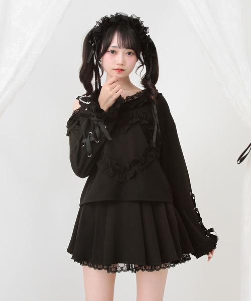 tシャツ ワンショルダーハートレースフリルTシャツ レディース ワンショルダーハートレースフリルTシャツ – レディース