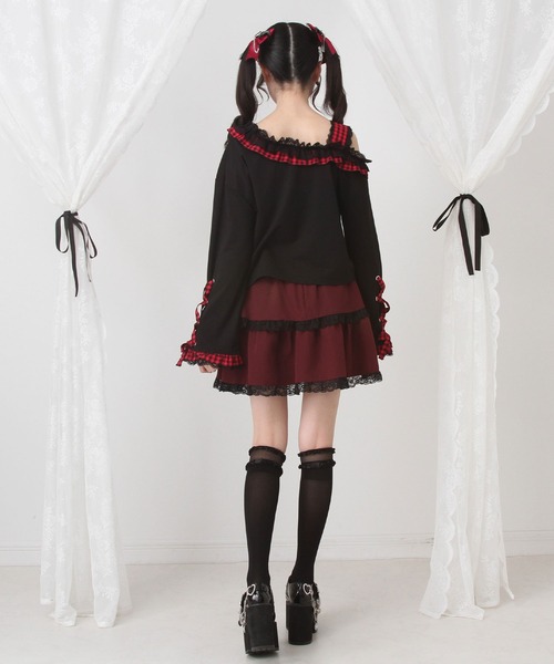 DearMyLove(ディアマイラブ)の「ワンショルダーハートレースフリルTシャツ(Tシャツ/カットソー・レディース・パープル/ブラック×ホワイト/レッド/ブラック・MEDIUM/LARGE/LL/3L)」の14枚目の写真